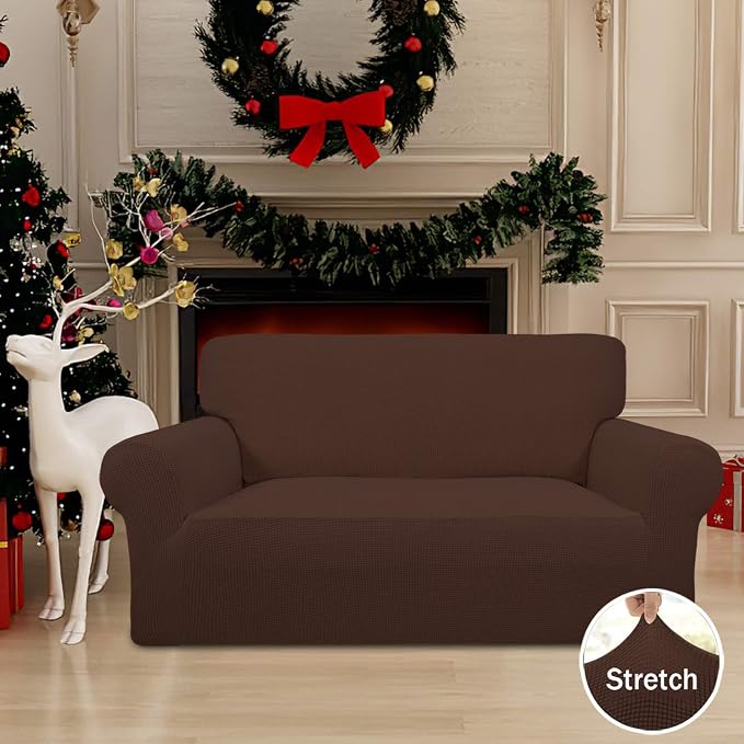 Easy-Going Stretch Loveseat Couch Covers Washable Coffee | 1-Piece Loveseat - Image 2