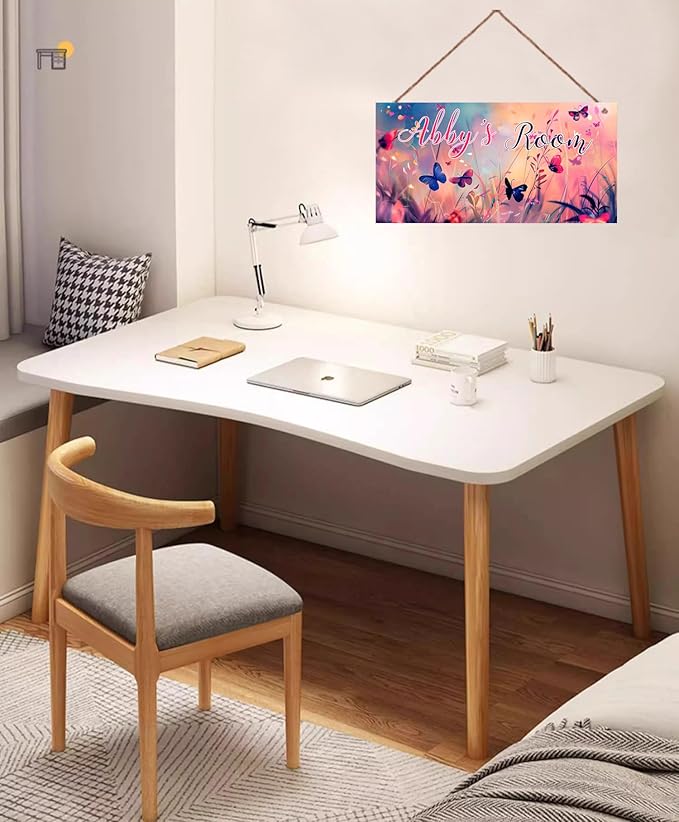 Personalized Name Butterfly Sign For Girls Bedroom Fantasy Art Nursery Door Wood Plaque Hanging Wall Art Decor For Kids Bedroom Nursery