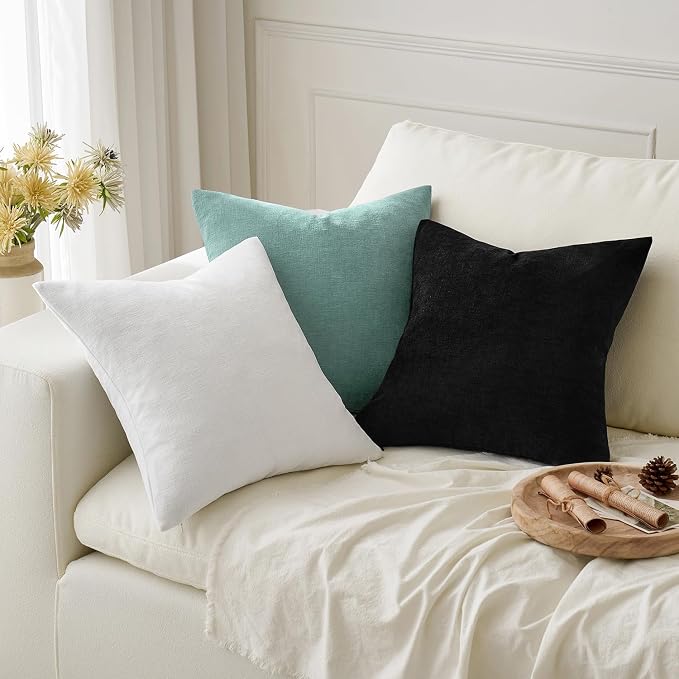 MIULEE Aqua Green Chenille Couch Throw Pillow Covers, 20x20 | Set of 2 - Image 5