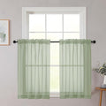 Cafe Curtains 36 Inch Length Tier 2 Pieces, Modern Soft Airy Sheer Kitchen by WelvetBLK