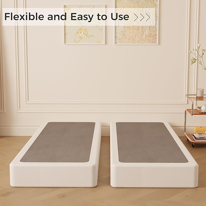 Split Full Box Spring 5 Inch, Easy Assembly Bed Foundation, Heavy Duty Low Profile Metal Box Spring for Full Bed with Fabric Cover, Noise Free