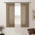 Latte Pinch Pleated Linen Semi Sheer Short Curtains 45 Inch Length 2 Panels | by Twodrapes