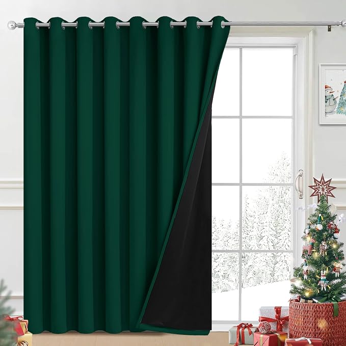 Yakamok Dark Green Blackout Patio Door Curtain Panels W100 x L84, 1 Panel | by Yakamok