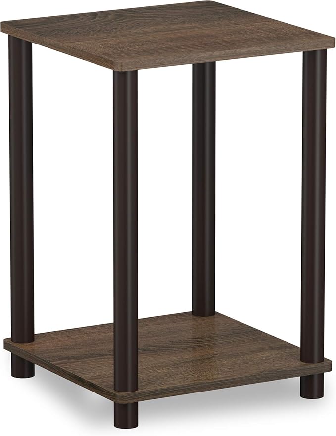 FURINNO Turn-N-Tube Haydn End Table, 1-Pack, Walnut/Brown