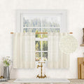 Cafe Linen Curtains for Kitchen Windows Over Sink, 34x30 Inch | Cream Ivory by LAMIT