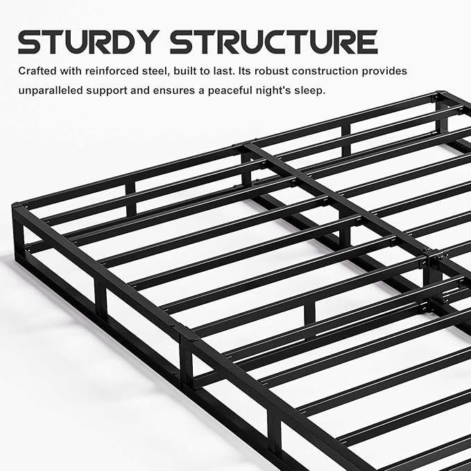 ZIYOO Twin Box Spring and Cover 9 Inch High Profile Metal Boxspring, Easy Assembly,Mattress Foundation/Heavy Duty Metal Steel Structure/Quiet Noise-Free