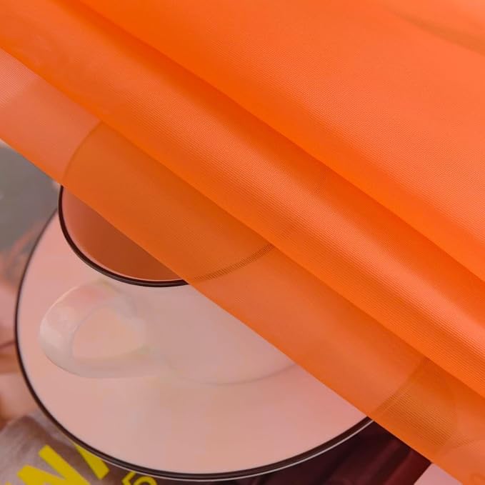 SpaceDresser Basic Rod Pocket Sheer Voile Window Curtain Panels Jaffa Orange 1 - Image 7