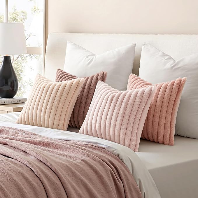 MIULEE Faux Fur Plush Decorative Throw Pillow Covers 16x16, Soft Cute Romantic - Image 4