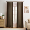 Chocolate Brown Blackout Curtains 108 Inches Long 9 feet Tall, Extra Long Pinch by KEQIAOSUOCAI