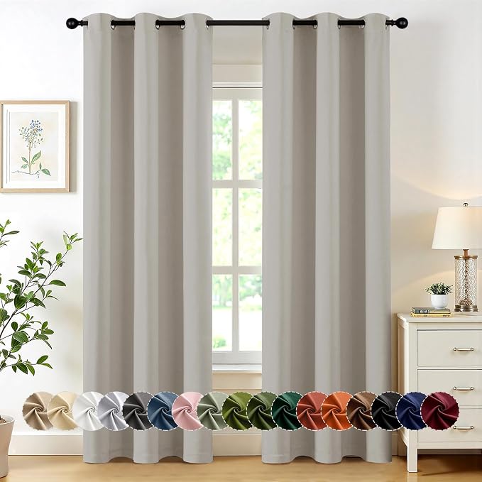 MIULEE Blackout Curtains for Bedroom 2 Panels 40 x 84 Inch Long Natural | by MIULEE