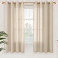 YoungsTex Tan Linen Semi Sheer Curtains 63 Inch Length by YoungsTex