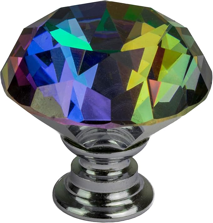 DEELF 12 Packs Kitchen Cabinet Knobs, 30 mm Crystal Cabinet Knobs, Diamond Dresser Handle Drawer Pulls, Dresser Knobs for Cabinets and Drawers, Colorful