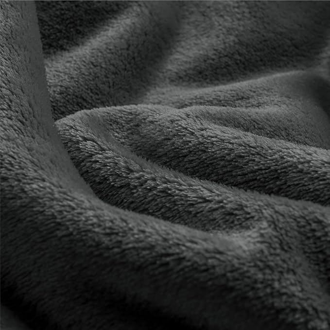 BEDELITE Fleece Blanket Soft Oversized Bed Blanket Charcoal Grey 120"x120" | - Image 6
