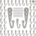 POZEAN 40 Pack Wall Hooks - Silver Coat and Towel Hooks with 80 Screws, for Hanging Coats, Scarves, Bags, Towels, Keys, Caps, Cups, Hats and More