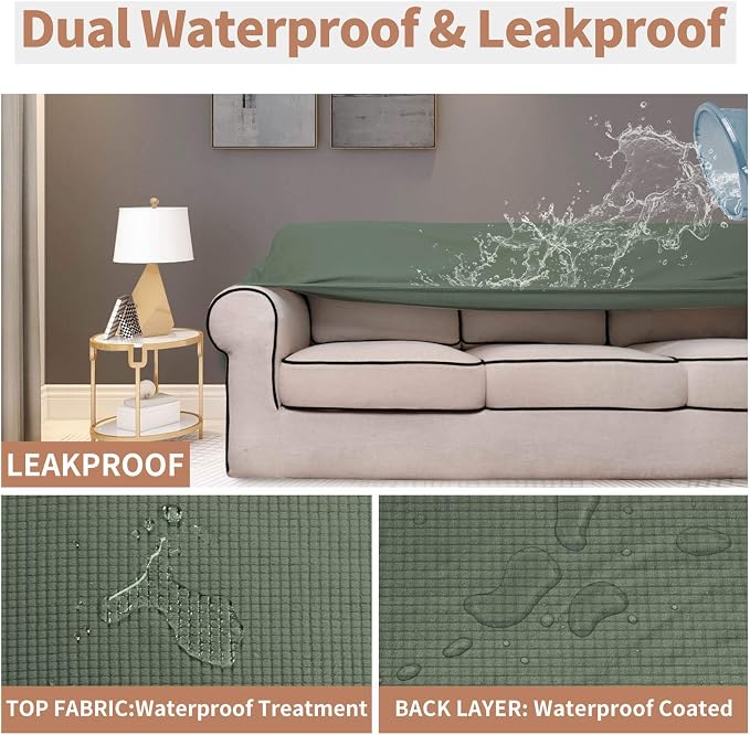 Easy-Going 100% Waterproof Couch Cover, 3 Cushion Couch Slipcover - Image 3