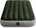 Intex 64761E Dura-Beam Standard Downy Air Mattress: Fiber-Tech – Twin Size – Built-in Foot Pump – 10in Bed Height – 300lb Weight Capacity