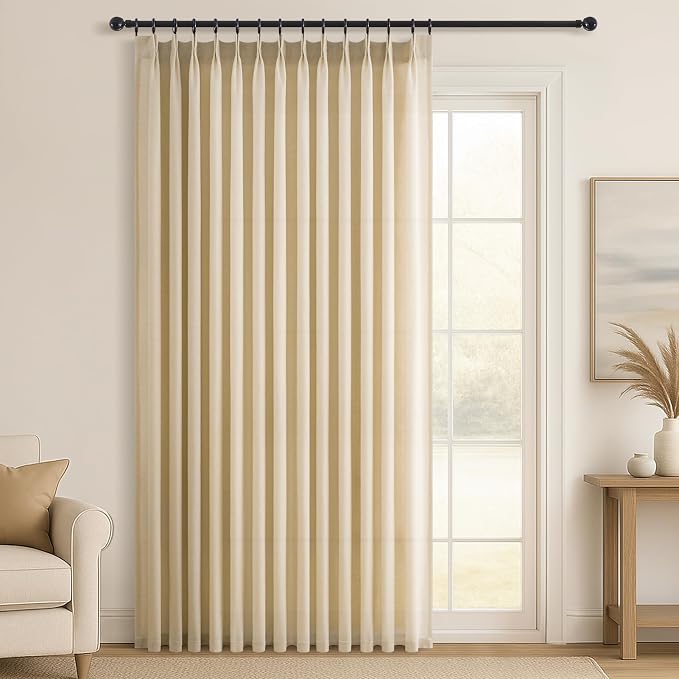 Topfinel Natural Linen Pinch Pleated Curtains 84 Inch Length 1 Panels by Topfinel