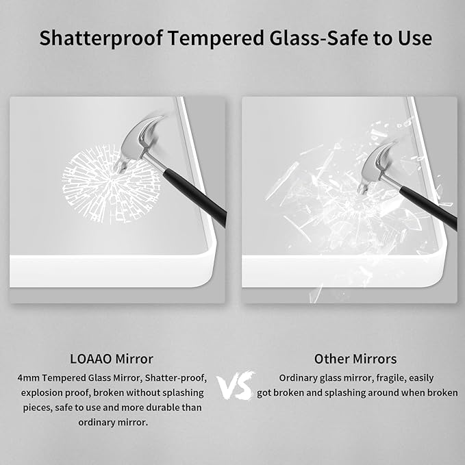 LOAAO 30x36 Inch White Metal Framed Bathroom Mirror for Wall, White Bathroom Vanity Mirror Farmhouse, Large Rounded Rectangle Mirror, Anti-Rust, Tempered Glass, Hangs Horizontally or Vertically