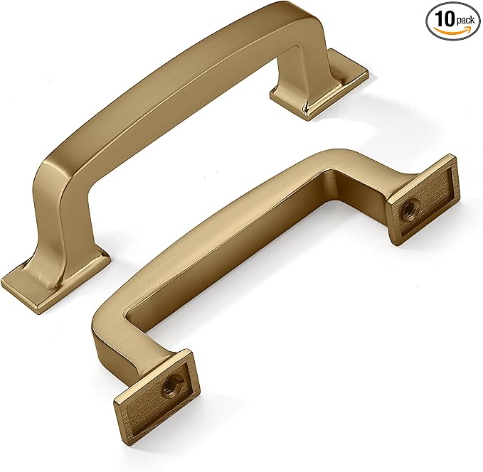 Khtumeware 10 Pack 3 Inch Cabinet Handles - Champagne Bronze and Warm Brass Drawer Pulls