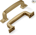 Khtumeware 10 Pack 3 Inch Cabinet Handles - Champagne Bronze and Warm Brass Drawer Pulls