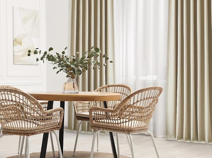 Vision Home Sand Pinch Pleated Full Blackout Curtains Linen Blended Room - Image 8