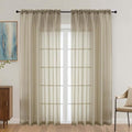 Taupe Sheer Curtains 72 Inches Long 2 Panels Set, Light Filtering Sheer Curtains by OVZME