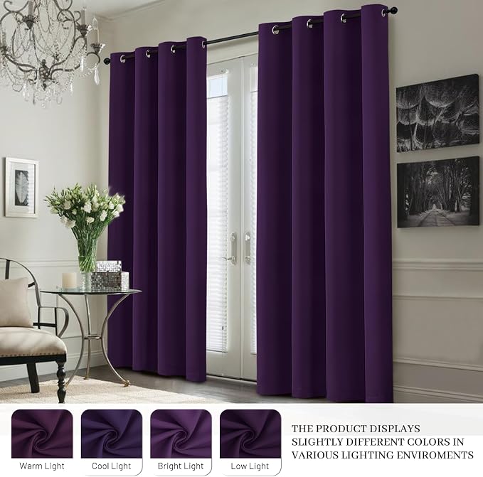 Yakamok Purple 100% Blackout Curtains 63 Inches Long - Image 7