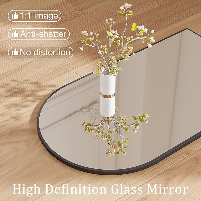 DUMOS Black Metal Arch Vanity Rounded Rectangle Bathroom Mirrors for Over Sink Wall, 21x30 Inch Large Matte Mirror, Modern Decorative for Restroom, Farmhouse