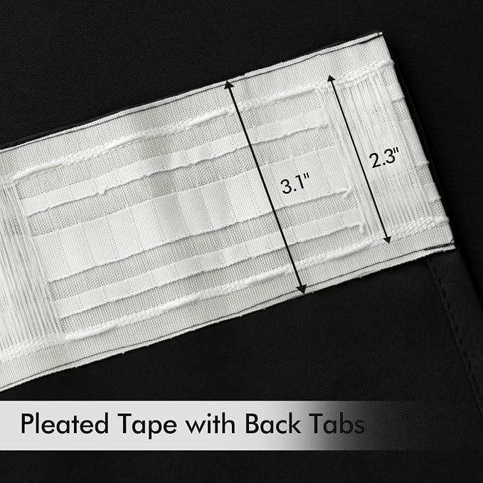 MIULEE Black Back Tab Blackout Curtains 52x120 Inch Long 2 Panels Set | Rod - Image 4