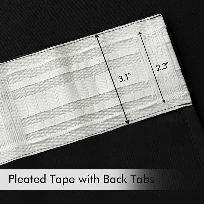 MIULEE Black Back Tab Blackout Curtains 52x132 Inch Length 2 Panels Set | Rod - Image 4