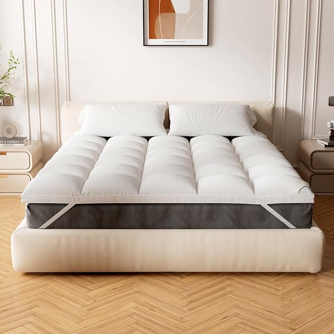 Extra Thick Fitted Mattress Topper - Twin Size | Soft & Cooling Pillow Top Mattress Pad & Protector | Bed Topper for Back Pain, Straps Stretch 6" to 22" Deep