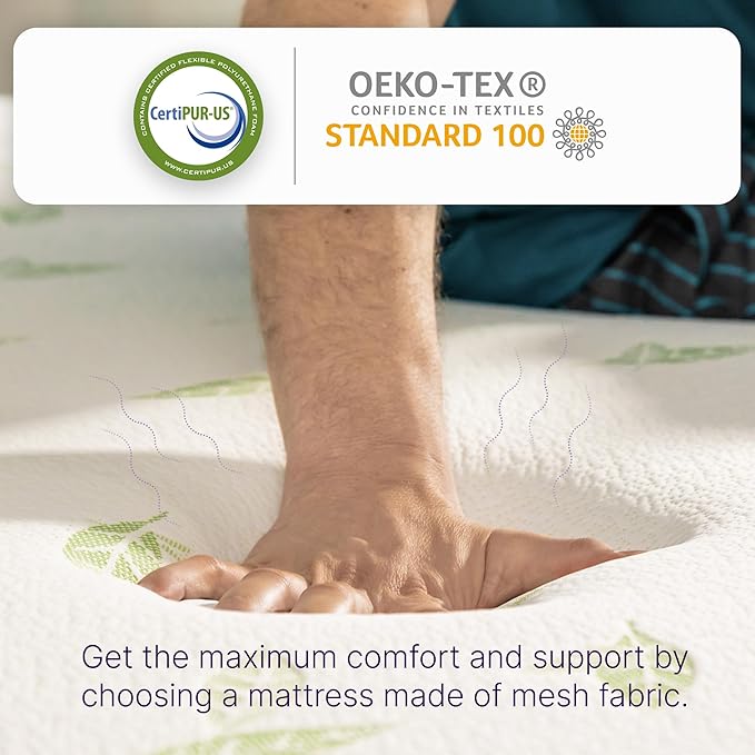 NapQueen Queen Size, 8 Inch Anula Green Tea Infused Memory Foam Mattress, Bed in a Box, CertiPUR-US Certified Mattress