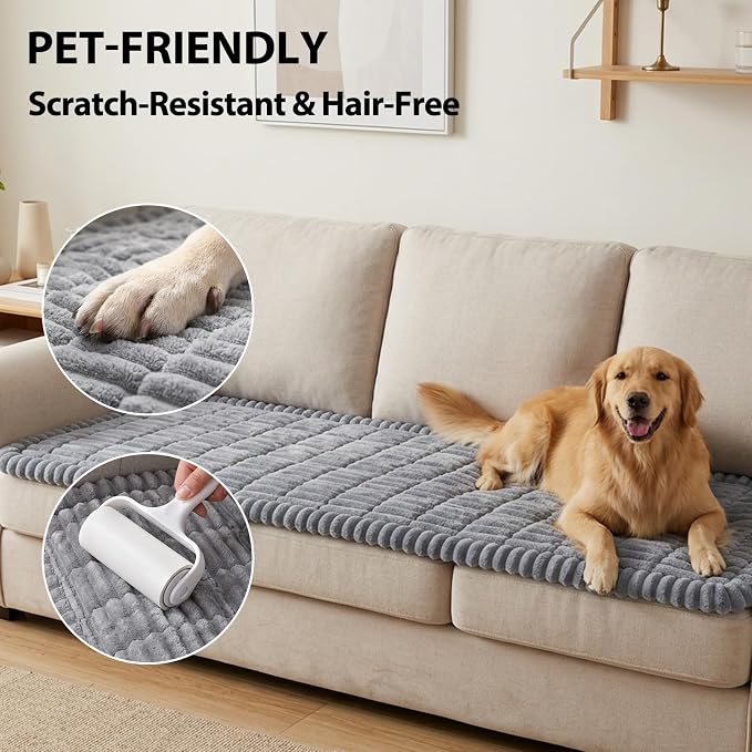 Fixwal Waterproof Flannel Dog Couch Cover, 27.6" x 94.5", Light Gray | - Image 6
