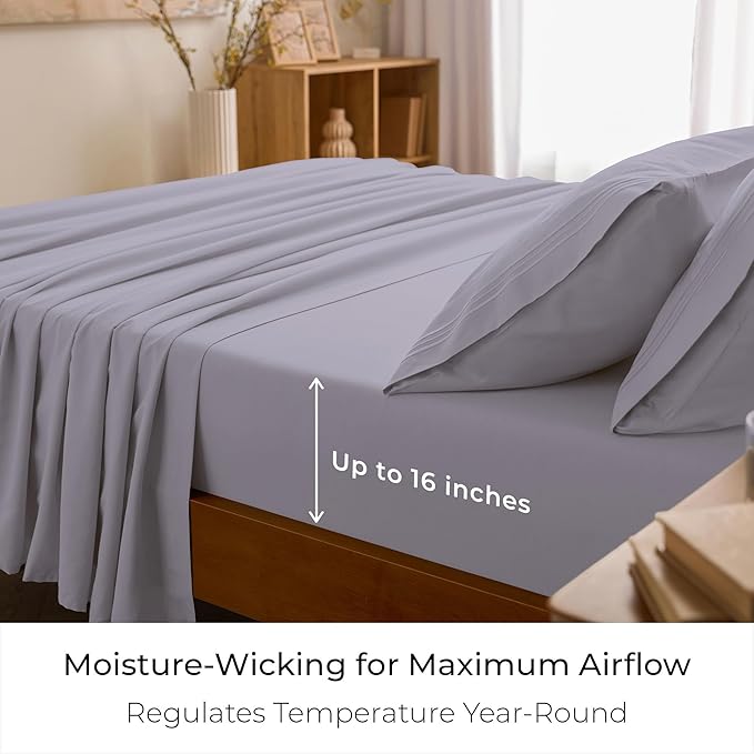 Mellanni Full Sheets Set - 4 PC Iconic Collection Bedding - Hotel Luxury, Extra Soft, Cooling Bed Sheets - Wrinkle, Fade, Stain Resistant (Full, Lavender)