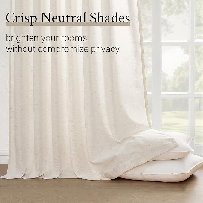 Topfinel 105 Inch Curtains 2 Panels Set, Two Packs Pinch Pleat Back Tab Linen - Image 5