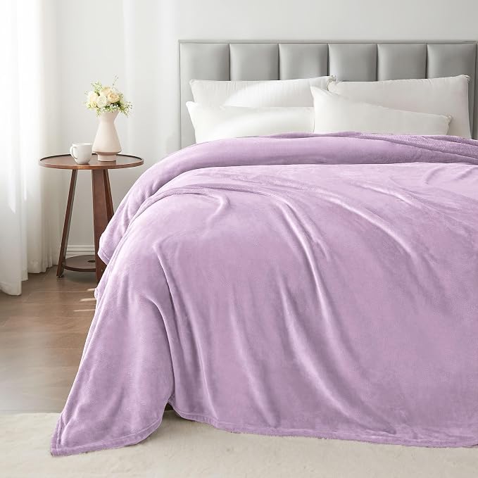 BEDELITE Fleece Blanket Soft Plush Twin Size Blanket Lilac 60"x80" | Ultra Soft - Image 5