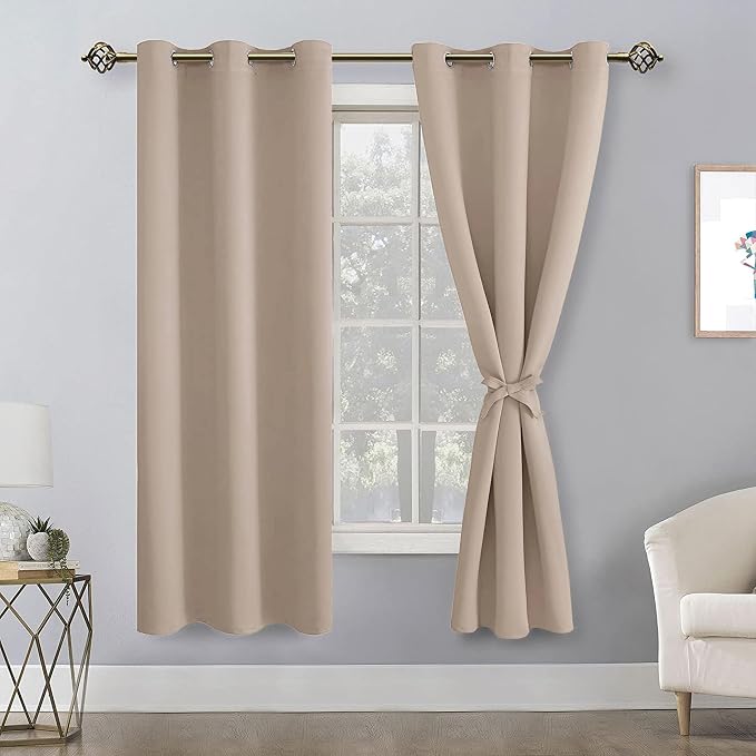 Blackout Curtains for Bedroom, 42 x 63 Inches Length Camel 2 Panels | Thermal - Image 8