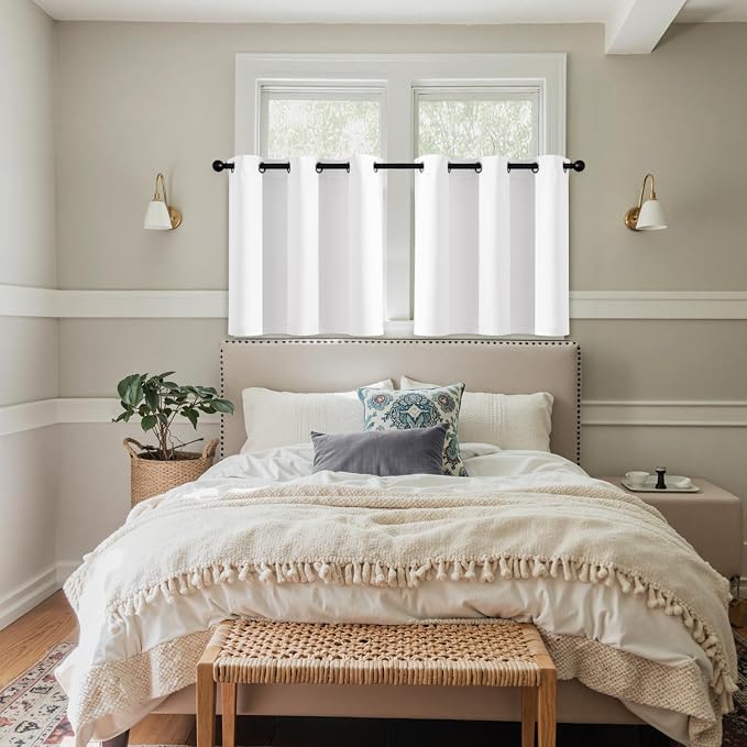 MIULEE Blackout Curtains for Bedroom 2 Panels 40 x 36 Inch Long Pure White | - Image 7