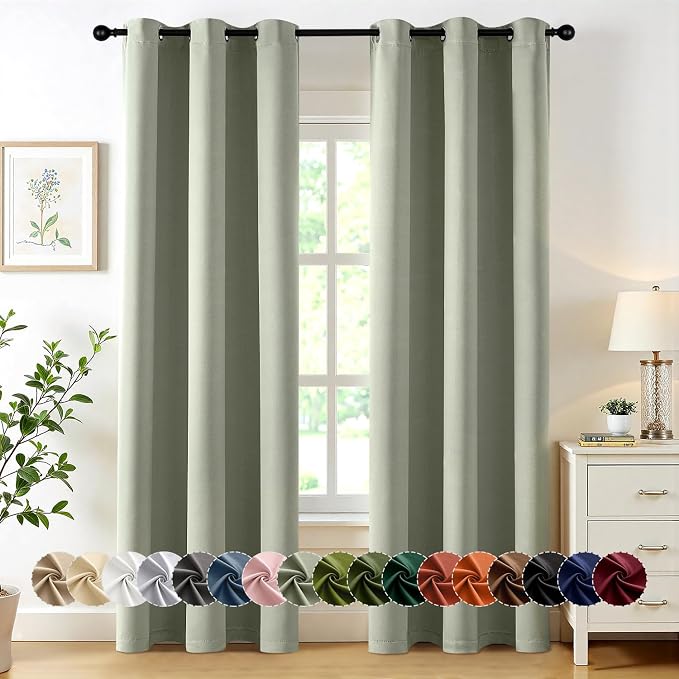 MIULEE Blackout Curtains for Bedroom 2 Panels 34 x 72 Inch Long Sage Green | by MIULEE