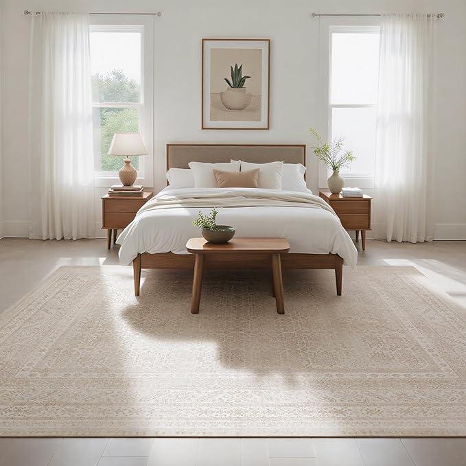 8x10 Washable Area Rugs for Living Room, Dining Room- Beige Brown | Ultra Soft - Image 8