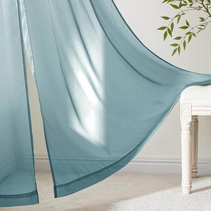 MIULEE Dusty Blue Sheer Curtains 72 Inches Long 4 Panels 42 x 72 Inches | Light - Image 6