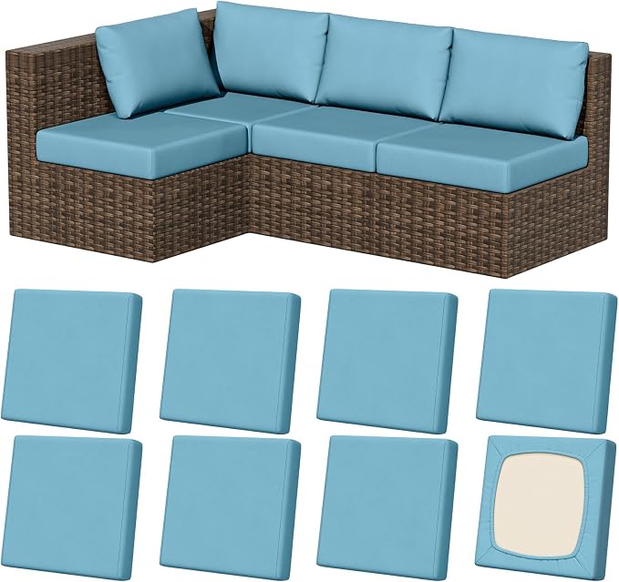 8Pcs Outdoor Cushion Covers, Stretch Patio Furniture Couch Chair Slipcovers | by VORSHAPE