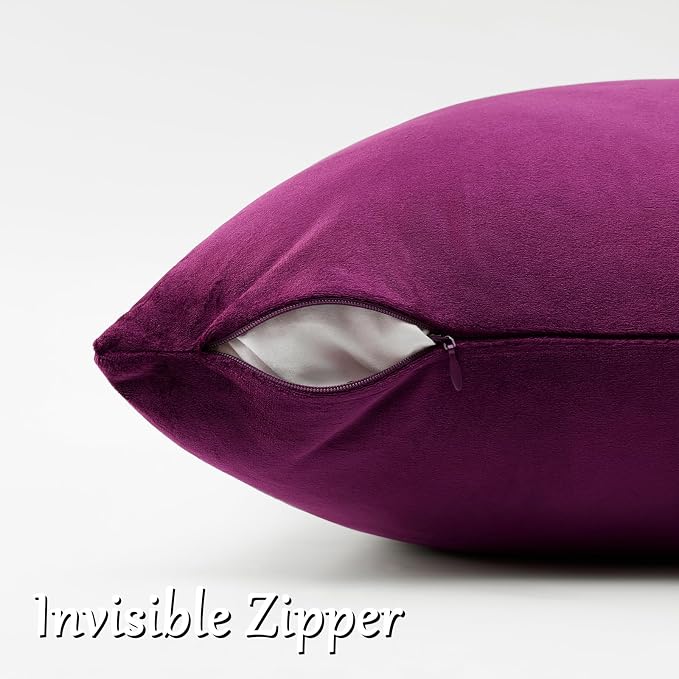 GIGIZAZA Velvet Pillow Covers 26x26 Decorative Pillows Pack of 2 Purple | Throw - Image 4