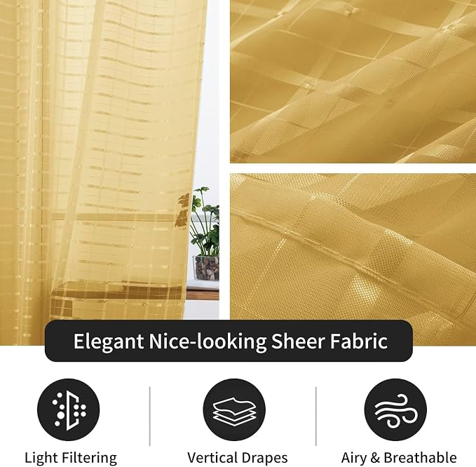 SpaceDresser Check Sheer Curtains 72 Inches Long - Image 4