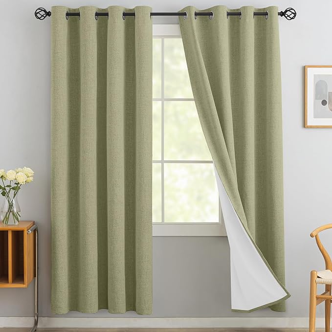 Yakamok Sage Linen Textured Curtains 72 Inches Long by Yakamok