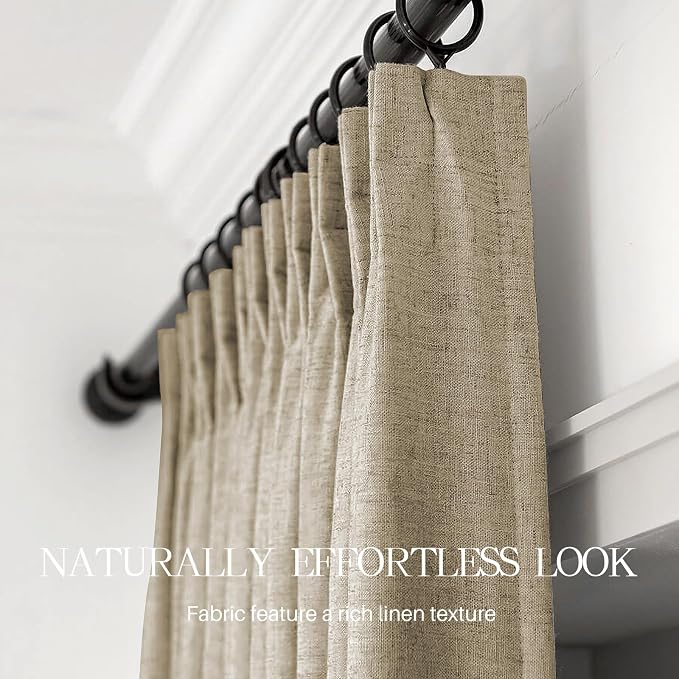 AUSSPVOCT Pinch Pleated 102 Inch Linen Curtains 100% Blackout - Image 6