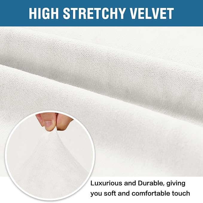 H.VERSAILTEX Velvet Stretch Sectional Couch Covers 4 Pieces Sofa Seat Cushion - Image 5