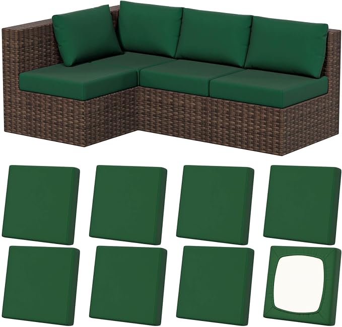 8Pcs Outdoor Cushion Covers, Stretch Patio Furniture Couch Chair Slipcovers | by VORSHAPE