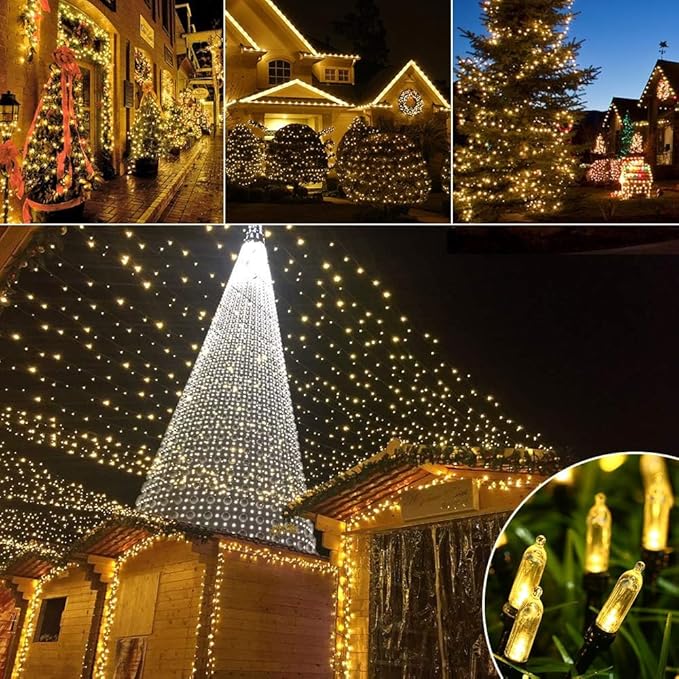 LYHOPE Battery Christmas Lights, 2Pack Total 66ft 200 LED Christmas Lights Waterproof 8 Modes Battery Operated String Light for Outdoor & Indoor, Xmas Tree, Wreaths, Holiday Decoration (Warm White)