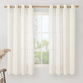 68 Inch Length Linen Curtains for Bedroom 2 Panels, Cream Light Filtering Semi by LAMIT